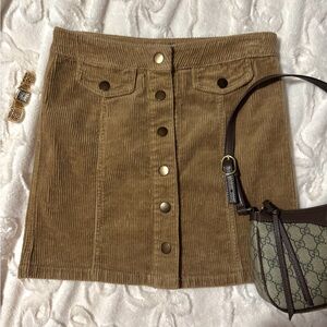Blue Spice Corduroy Mini Skirt in Brown